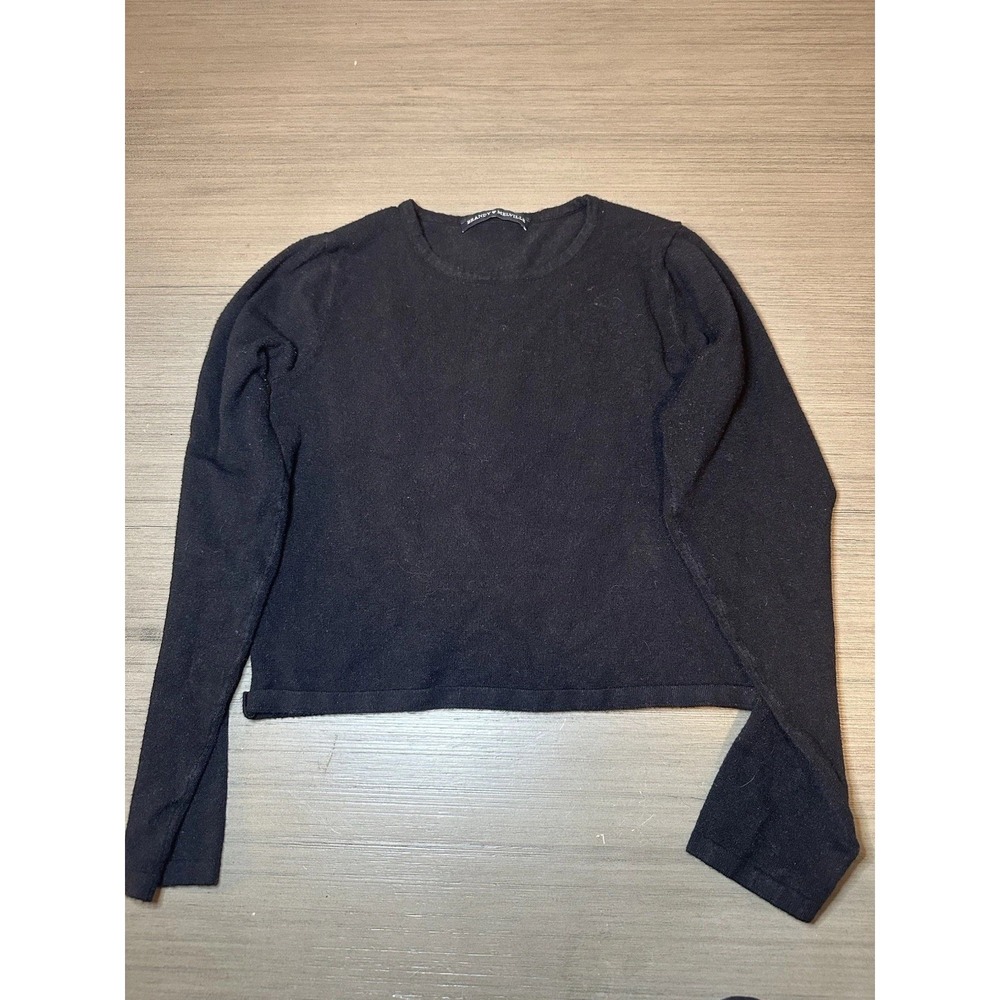Brandy Melville Black Cropped Sweater Womens One Size John Galt Knit Pullover OS